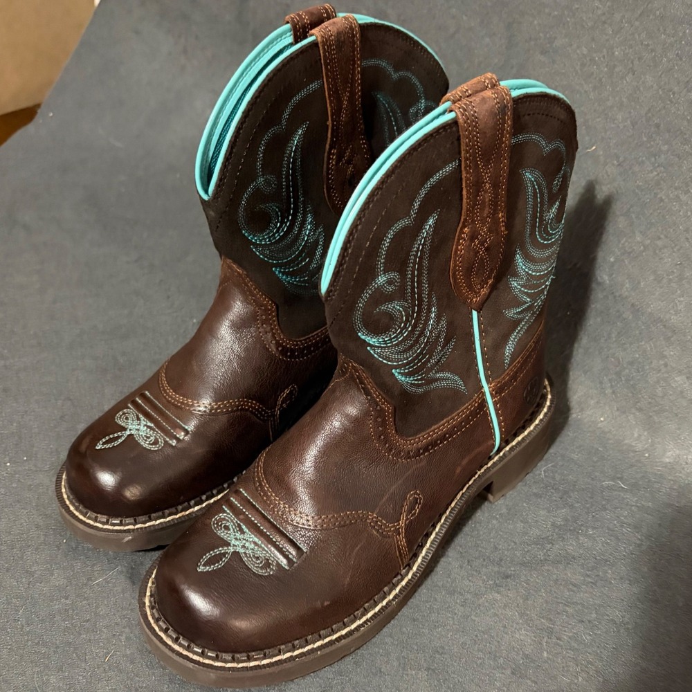 Ariat Western Boots Women Size 6 Brown Turquoise 1" Heel Country Western Core